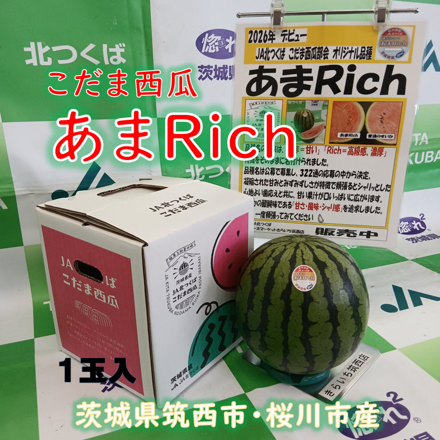 こだま西瓜（紅の誘惑）あまRich 2L 1玉入 | きらいちネットショップ